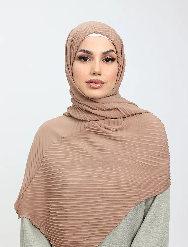 Nude Pleated Chiffon Hijab